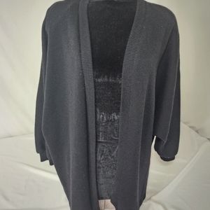 Vintage 80s Black Cardigan Size 12.  Made in USA Around Town brand shoulder pads